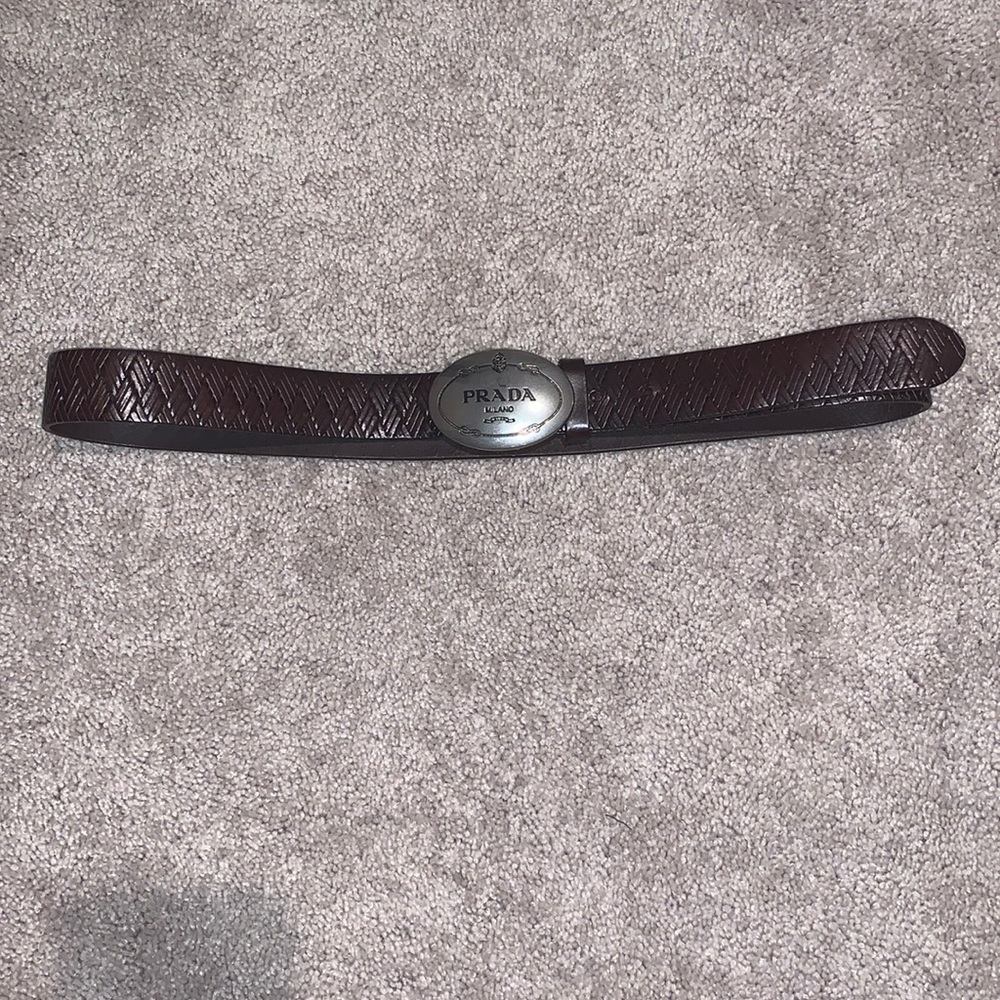 Prada mens brown leather belt